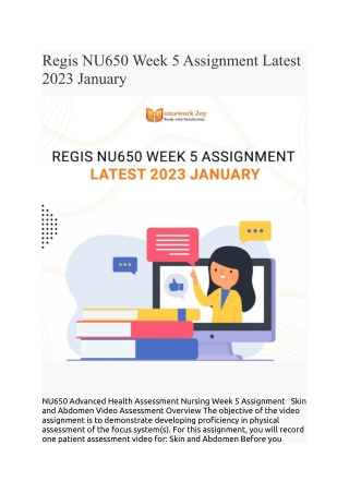 Regis NU650 Week 5 Assignment Latest 2023 January
