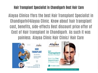 Hair Transplant Specialist in Chandigarh Best Hair Care