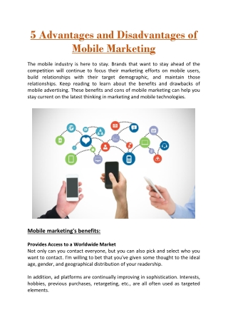 5 Advantages and Disadvantages of Mobile Marketing