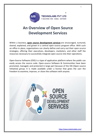 An Overview of Open Source Development Services