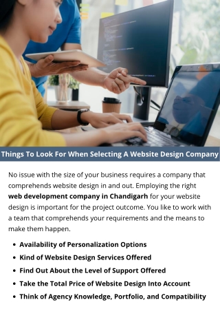 Things To Look For When Selecting A Website Design Company