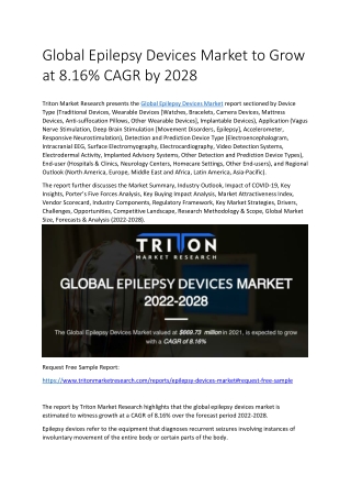 Global Epilepsy Devices Market to Grow at 8.16% CAGR by 2028