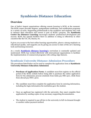 Symbiosis Distance Education