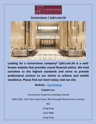 Cornerstone | Cphl.com.hk