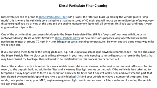 Diesel Particulate Filter Cleaning