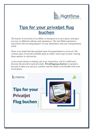 Tips for your privatjet flug buchen