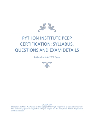 Python Institute PCEP Certification_ Syllabus, Questions and Exam Details