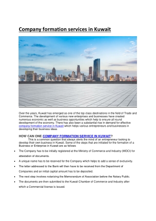 Company formation services in Kuwait