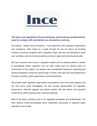Regulatory Solutions - Ince