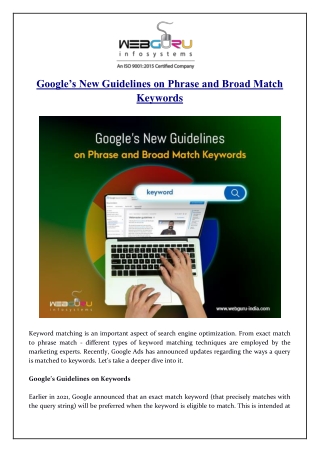 Google’s New Guidelines on Phrase and Broad Match Keywords - PDF