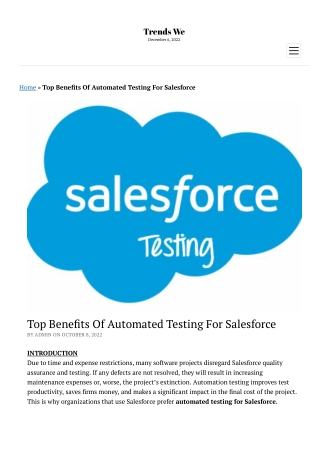 Top Benefits Of Automated Testing For Salesforce