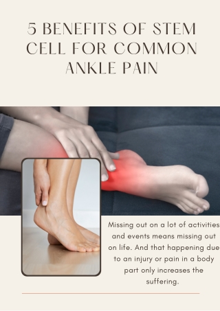 Dr David Greene Arizona Shares 5 Benefits of Stem Cell for Common Ankle Pain