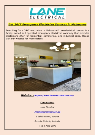 Get 24/7 Emergency Electrician Services in Melbourne