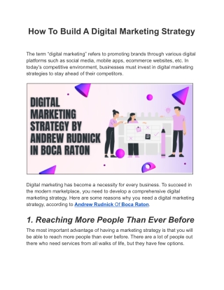 How To Create A Digital Marketing Strategy