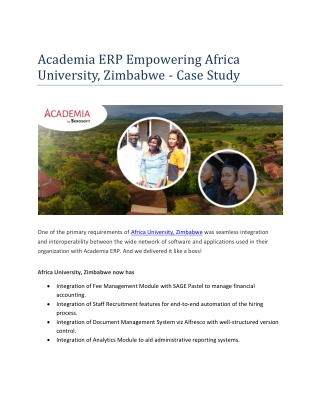 Academia ERP Empowering Africa University, Zimbabwe - Case Study
