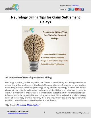 Neurology Billing Tips for Claim Settlement Delays