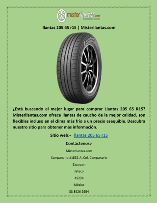 llantas 205 65 r15 | Misterllantas.com