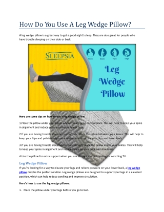 How Do You Use A Leg Wedge Pillow