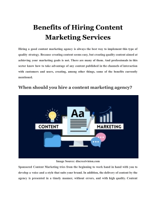 Benefits of Hiring Content Marketing Services