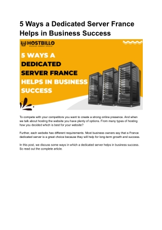 5 Ways a Dedicated Server France Helps in Business Sucess