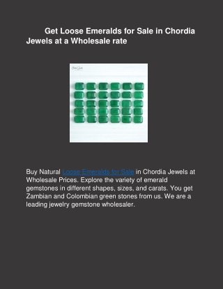 Loose Emeralds for Sale