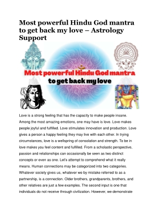 Most powerful Hindu God mantra to get back my love – Astrology Support