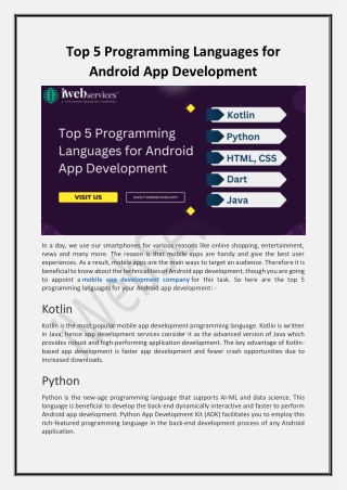 Top 5 Programming Languages for Android App Development - iWebServices