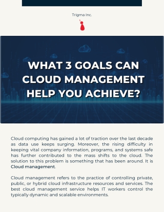 What 3 Goals Can Cloud Management Help You Achieve?