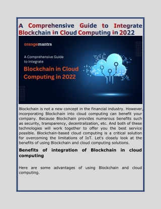 A Comprehensive Guide to Integrate Blockchain in Cloud Computing in 2022