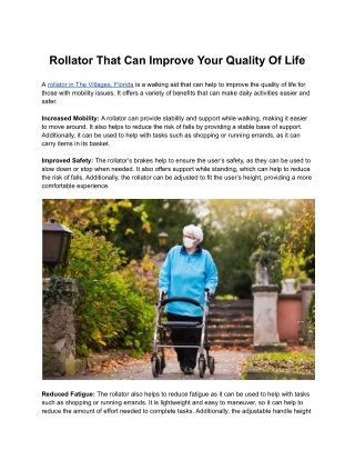 Rollator That Can Improve Your Quality Of Life