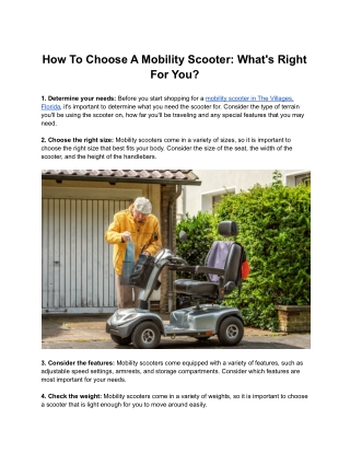 How To Choose A Mobility Scooter: What's Right For You?