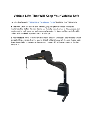 Vehicle Lifts That Will Keep Your Vehicle Safe