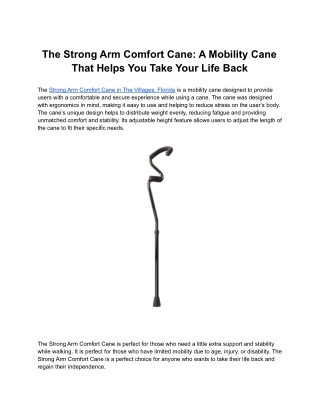 The Strong Arm Comfort Cane: A Mobility Cane That Helps You Take Your Life Back