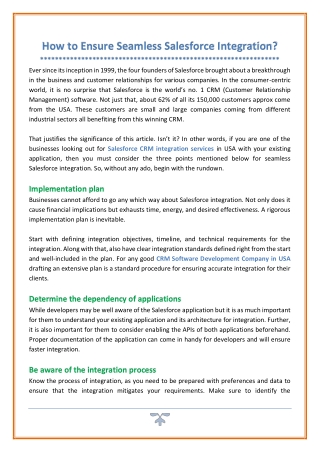 How to Ensure Seamless Salesforce Integration?