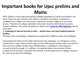 Important books for Upsc prelims and Mains