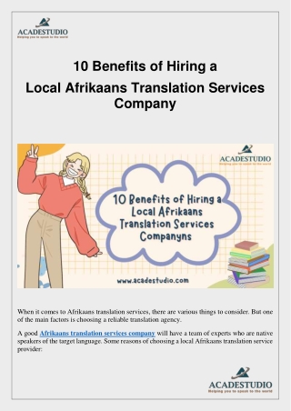 10 Benefits of Hiring Afrikaans Translation