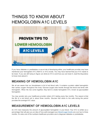 THINGS TO KNOW ABOUT HEMOGLOBIN A1C LEVELS