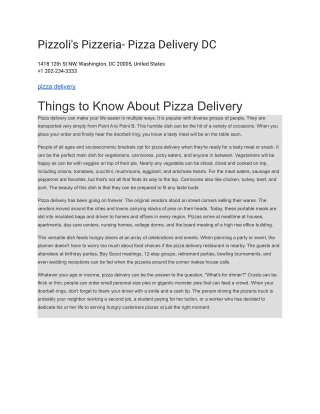 Pizzoli's Pizzeria- Pizza Delivery DC
