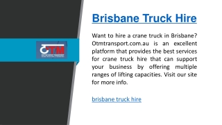 Brisbane Truck Hire  Otmtransport.com.au