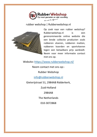 rubber webshop  Rubberwebshop.nl