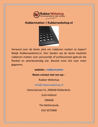 Rubbermatten | Rubberwebshop.nl