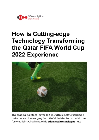 Technology Transforming the Qatar FIFA World Cup 2022 Experience - SG Analytics