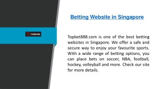 Betting Website in Singapore  Topbet888.com