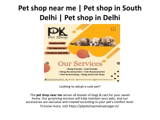 Pet shop near me | Pet shop in South Delhi | Pet shop in Delhi