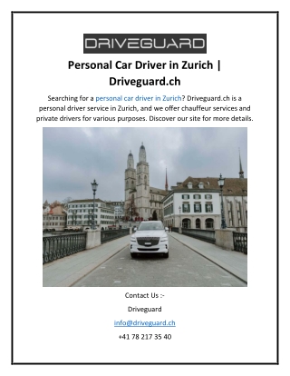 Personal Car Driver in Zurich  Driveguard.ch