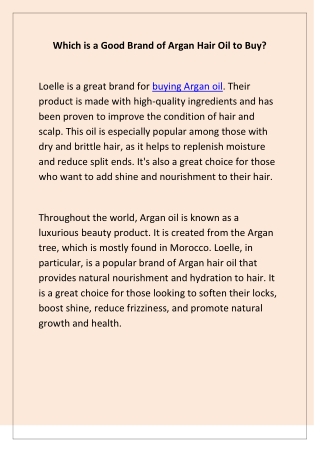 Buying Argan Oil For Hair & Body
