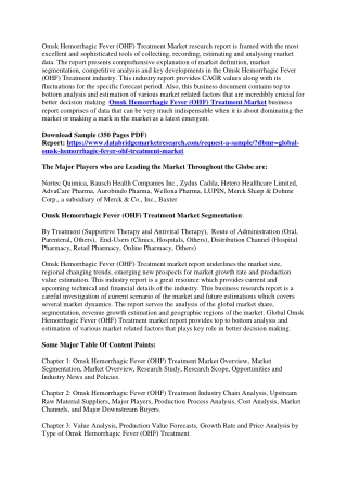 Omsk Hemorrhagic Fever (OHF) Treatment Market