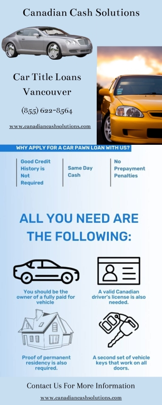 Car Title Loans Vancouver | Fast Financial Solution (855) 622-8564