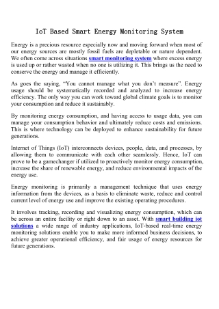 IoT Based Smart Energy Monitoring System