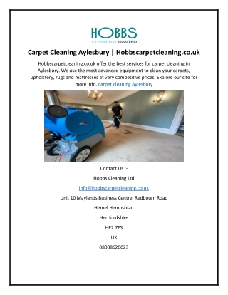 Carpet Cleaning Aylesbury  Hobbscarpetcleaning.co.uk